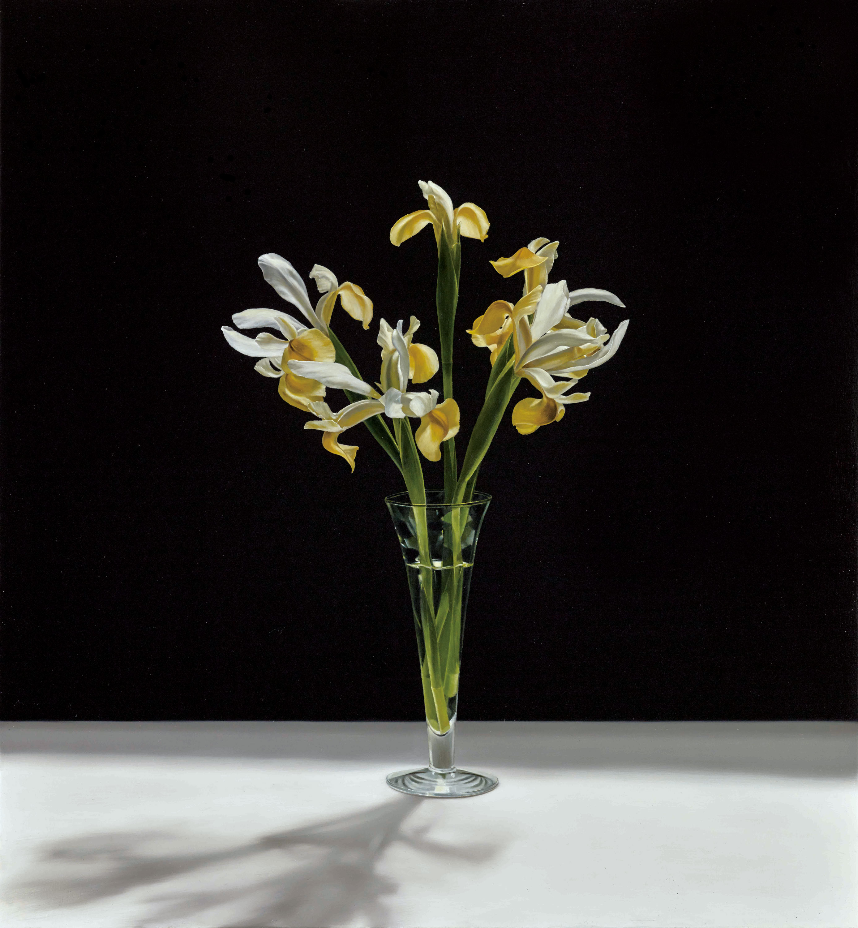 Splendid Light artworks|韶光作品-Yellow Irises on Stage|舞台上的黃色鳶尾花,Oil on linen mounted on
								panel|油彩木板裱麻,65 x 60 cm|2020