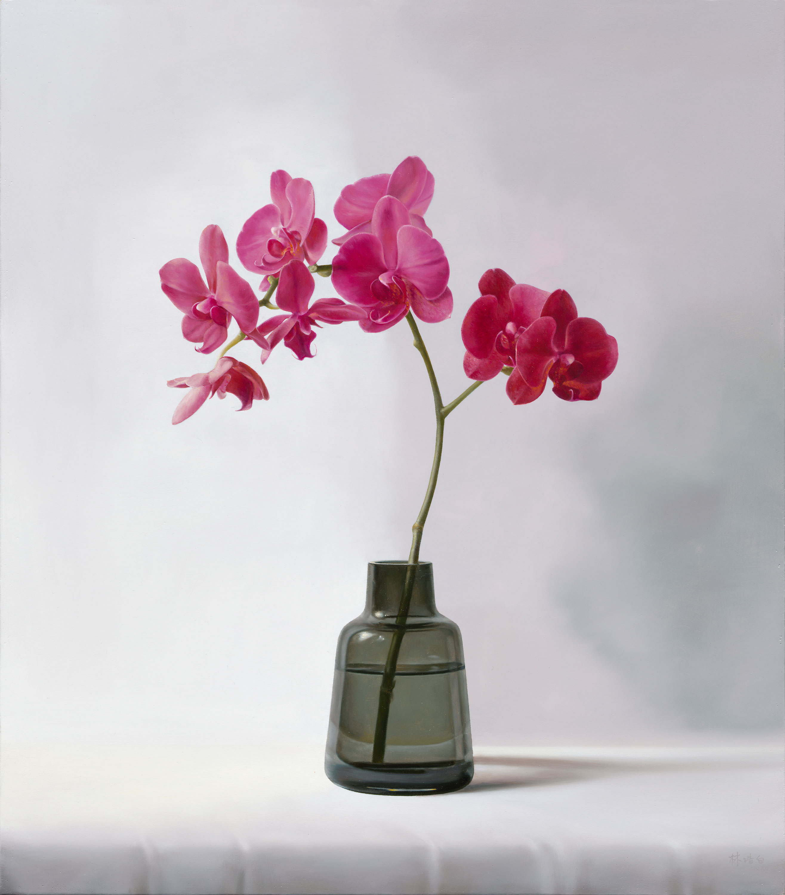 Fine Moments|美好時光作品-Light in Pastel|粉色柔光|,Oil on linen mounted on
					panel|油彩木板裱麻,48 x 42 cm|2020