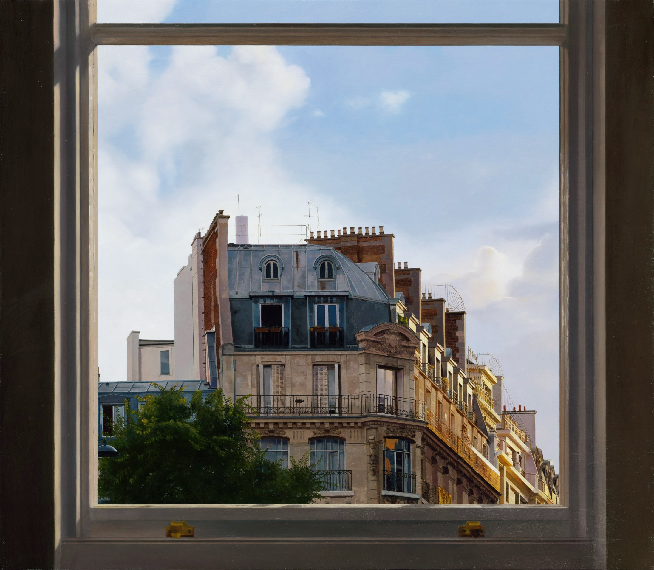 Windows|窗作品-The Arrival of Golden Rays|初到的金色霞光|,Oil on linen mounted on
								panel|油彩木板裱麻,90 x 103 cm|2021