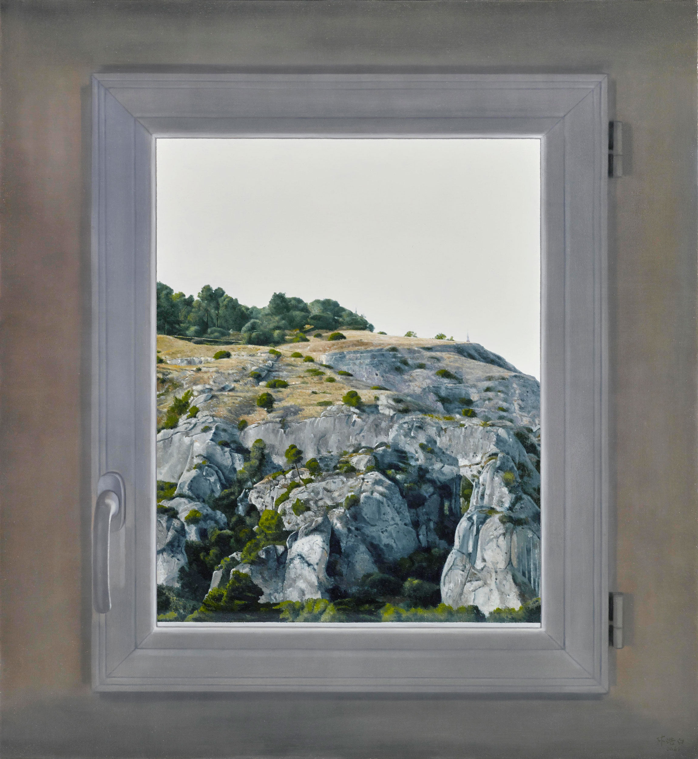 Windows|窗作品-Attic Window|閣樓小窗|,Oil on linen mounted on
		panel|油彩木板裱麻,65 x 60 cm|2020