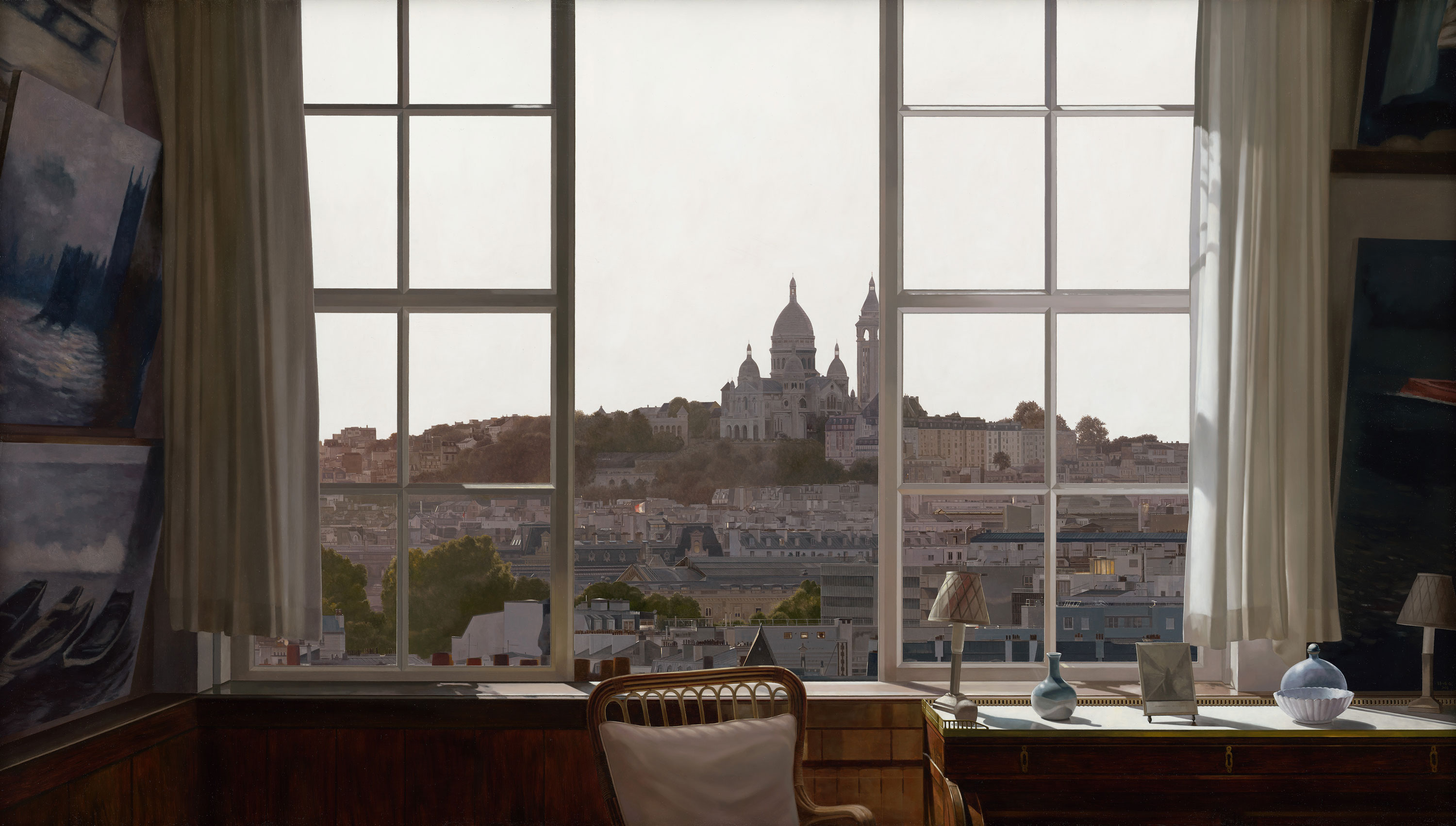 Windows|窗作品-Beyond|迎光|,Oil on linen mounted on
								panel|油彩木板裱麻,112 x 198 cm|2023